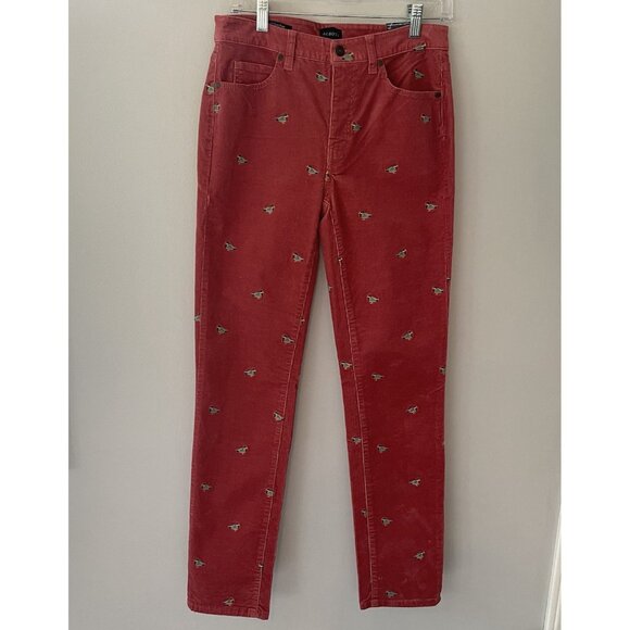 NWT Talbots Size 2 Stretch Embroidered Mallard Ducks Corduroy Straight Leg Pants - Picture 4 of 13